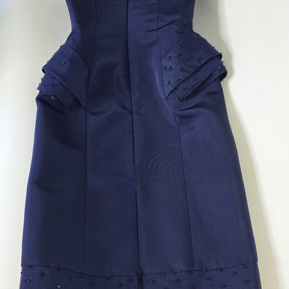 10O% Silk Olga Banartsev, Royal Blue strapless Corset  Cocktail dress size 4 - Picture 6 of 16